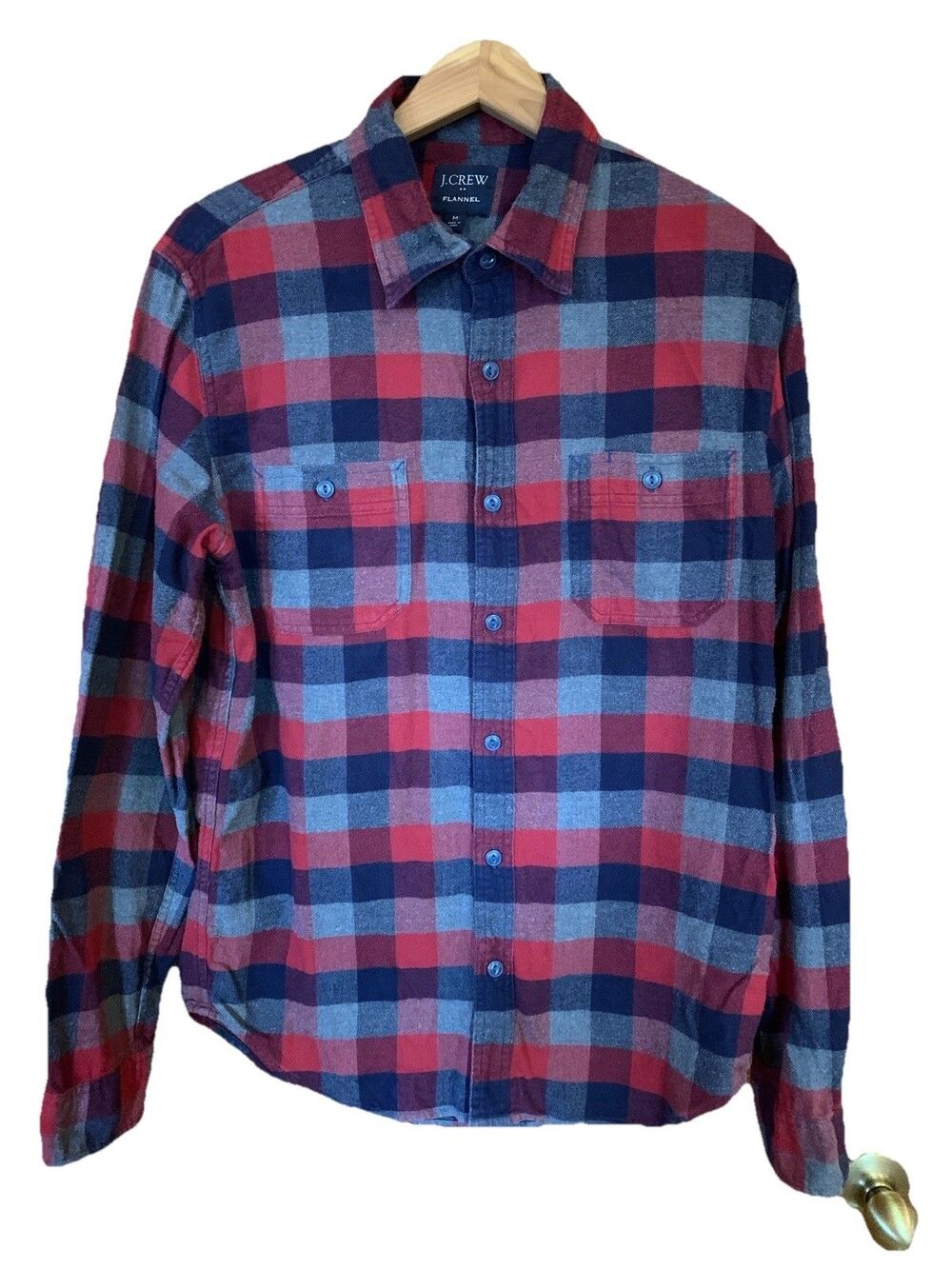 J. Crew Flannel Men’s Button Up Plaid Shirt Sz Medium Cabincore *Note